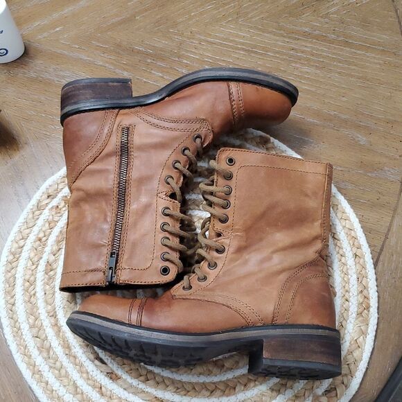 Steve Madden Womans Tropa Leather Lace Up, Round Toe Boot, 7.5 - Picture 7 of 10